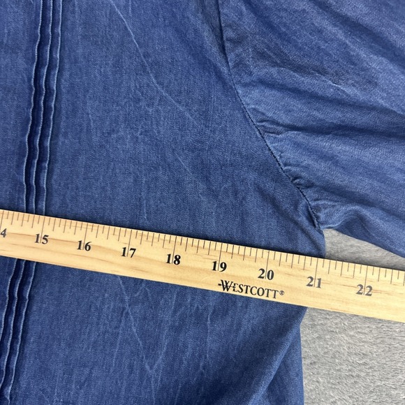 Keren Hart Womans L Chambray Button Up Blouse Shirt Pintuck Western Cowgirl VTG - Picture 7 of 10